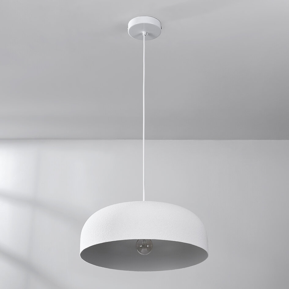 Lampe suspendue minimaliste Wabi Sabi Hinoto avec effet pierre blanche - Ø40 cm