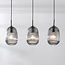 Lampe suspendue moderne Melora avec verre fumé nervuré, 3 lumières