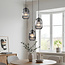 Lampe suspendue design Isara avec verre fumé nervuré, 3 lumières