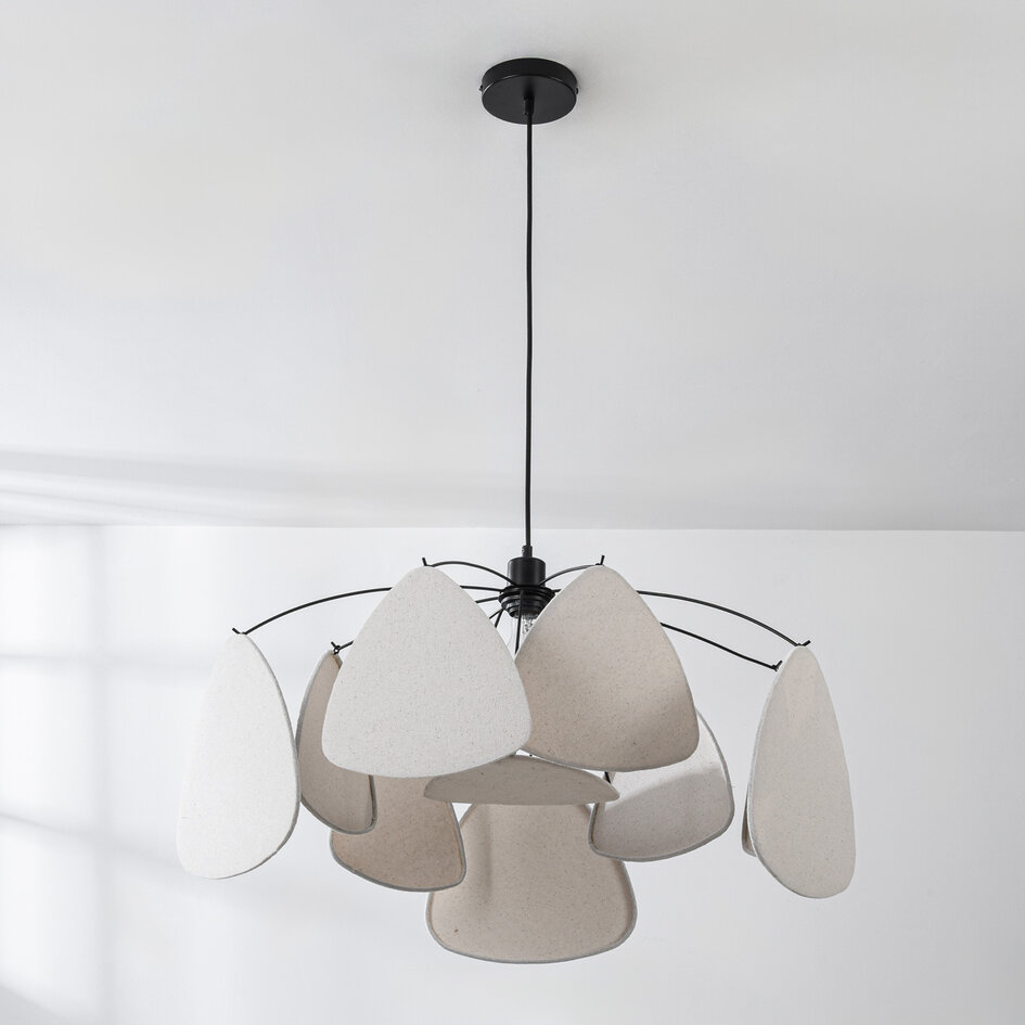 Lampe suspendue en lin, blanc et noir - Floare