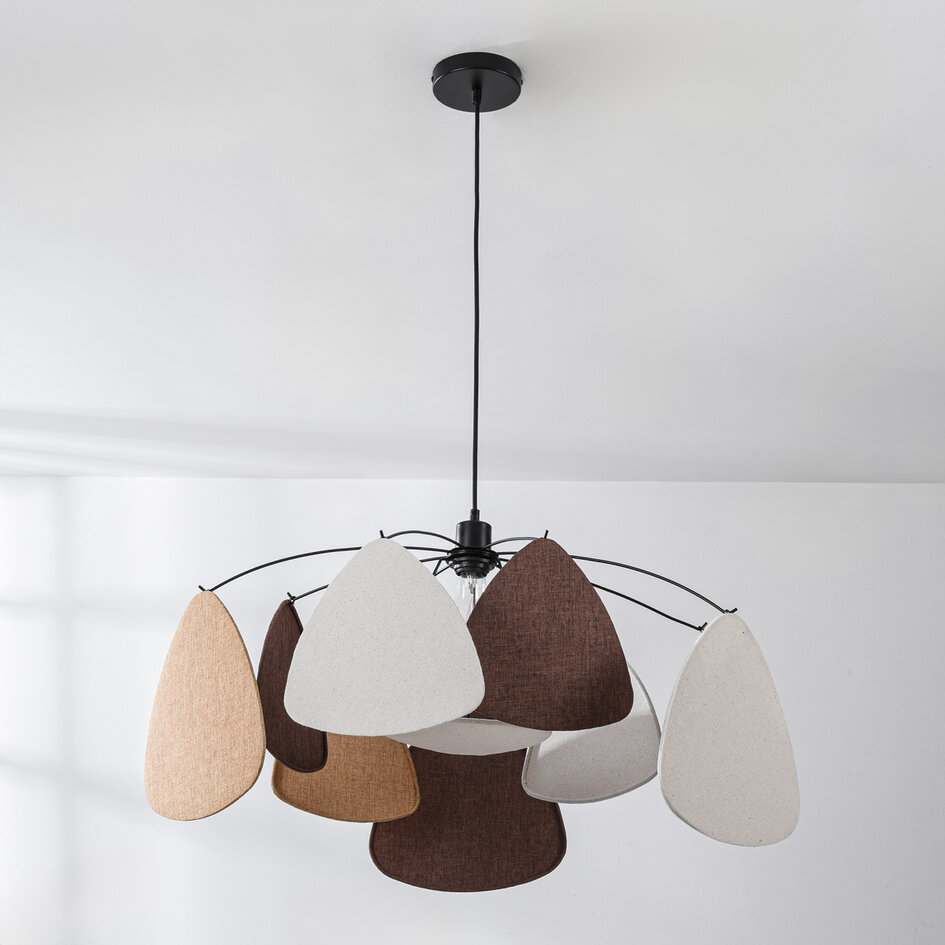 Lampe suspendue moderne noire Floare, trois couleurs de lin
