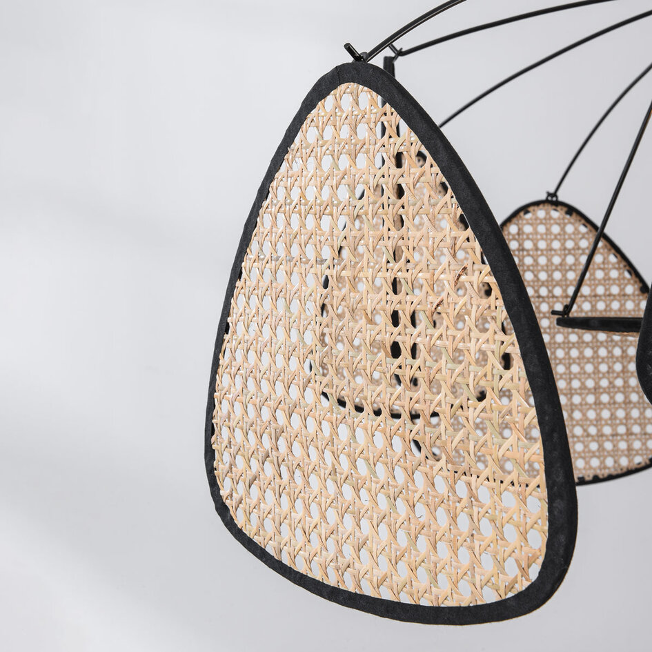 Lampe suspendue boho noire Floare en rotin