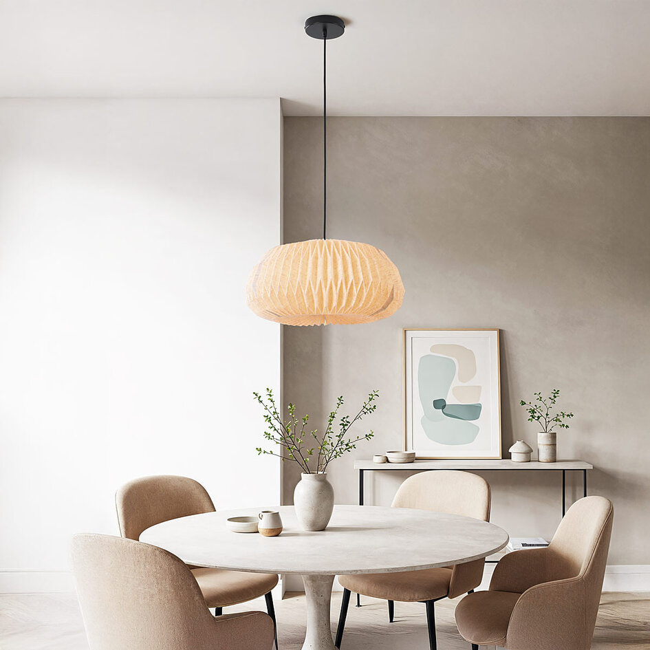 Lampe suspendue minimaliste lin, beige - Linte