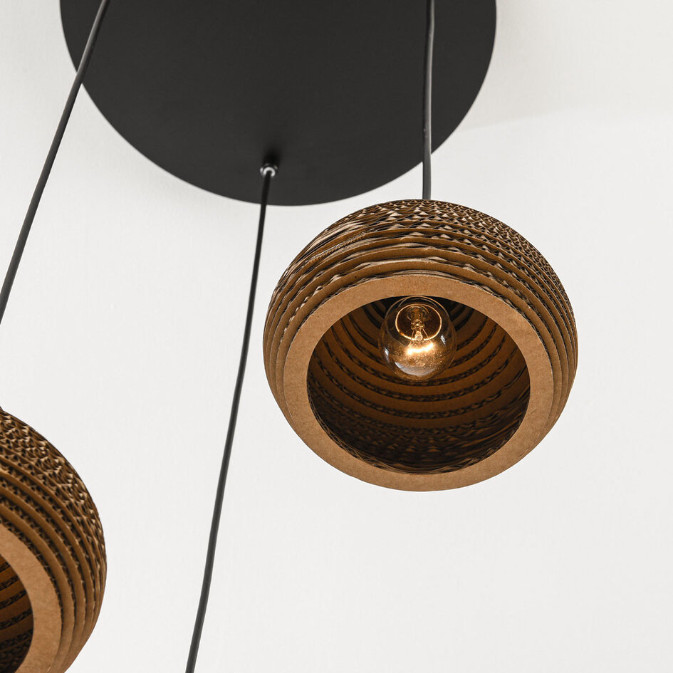 Lampe suspendue moderne en carton Lumina, 3 lumières