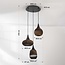 Suspension 3 lumières Zensa - carton recyclé noir et brun