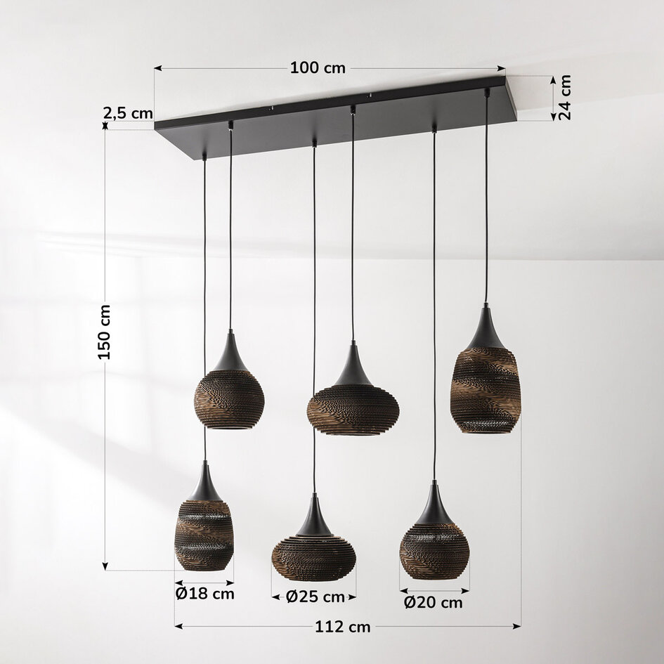 Lampe suspendue à 6 lumières en carton - Sferra