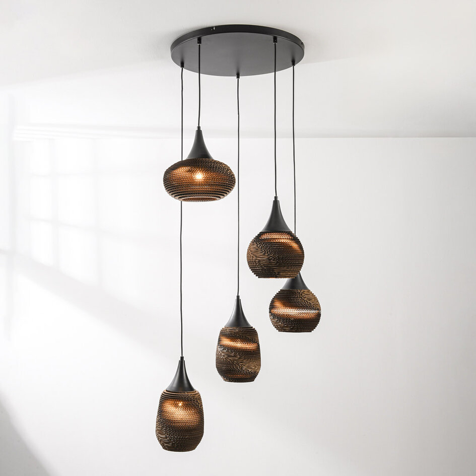 Lampe suspendue design à 5 lumières en carton - Filtra