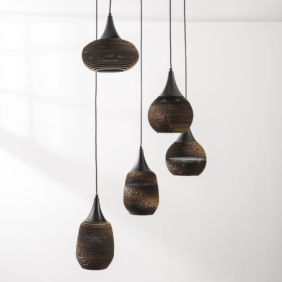 Lampe suspendue design à 5 lumières en carton - Filtra