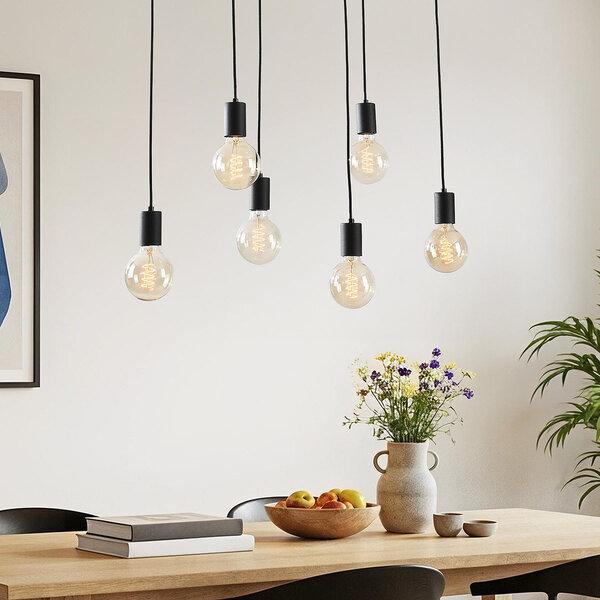 Lampe suspendue industrielle à 6 lumières Nivelle - noir