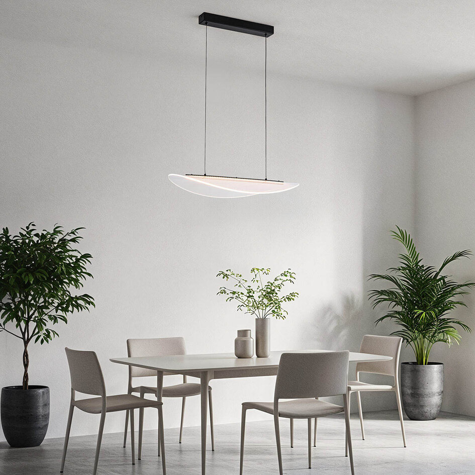 Lampe suspendue design Flectra avec LED à 3 niveaux de gradation et motif quadrillé - noir