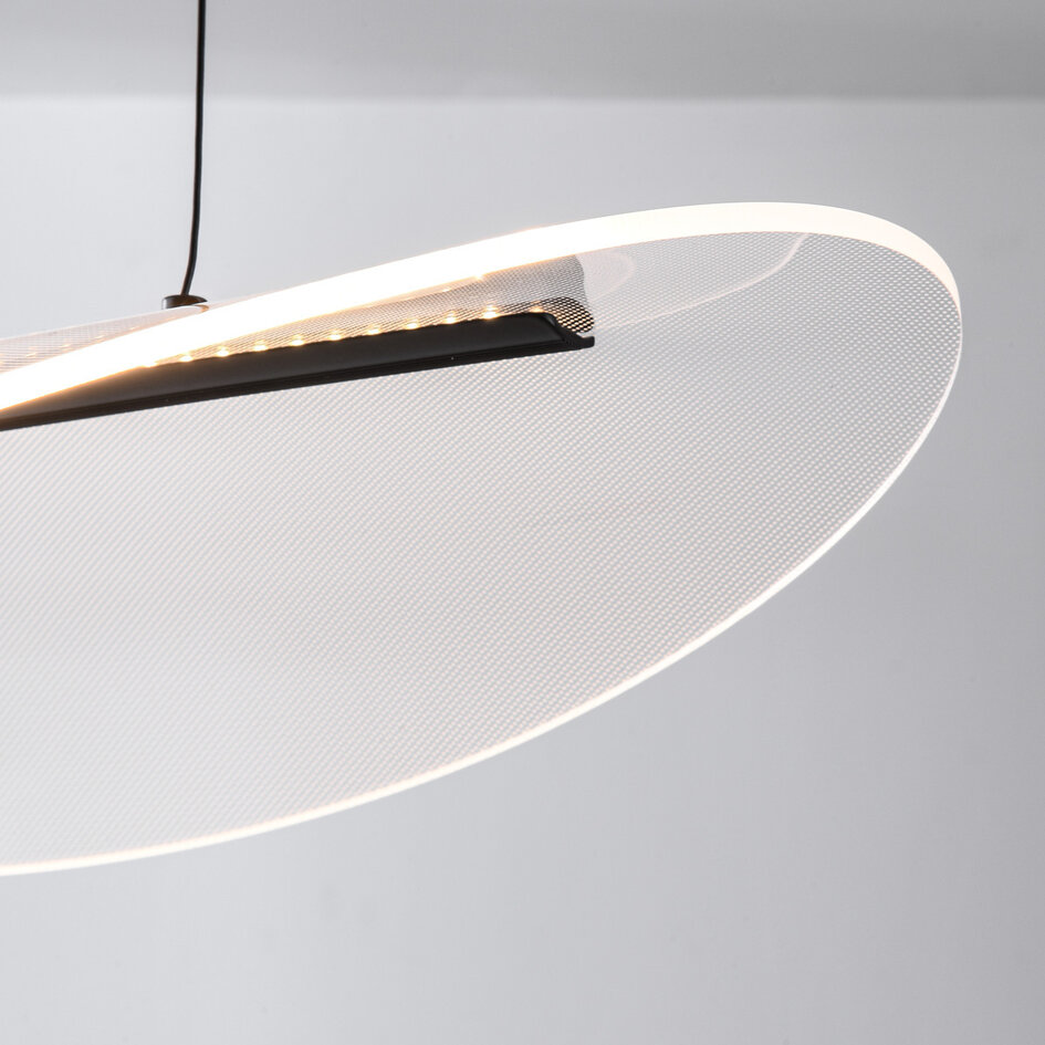 Lampe suspendue design Flectra avec LED à 3 niveaux de gradation et motif quadrillé - noir