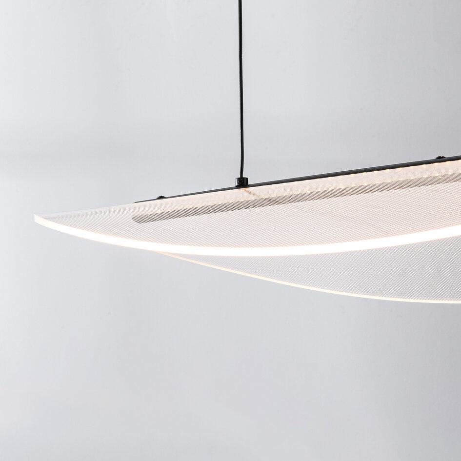 Lampe suspendue design Flectra avec LED à 3 niveaux de gradation et motif quadrillé - noir