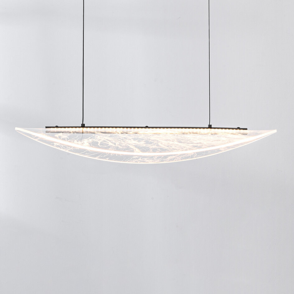 Lampe suspendue design à 3 niveaux de gradation Flectra avec motif marbre - noir