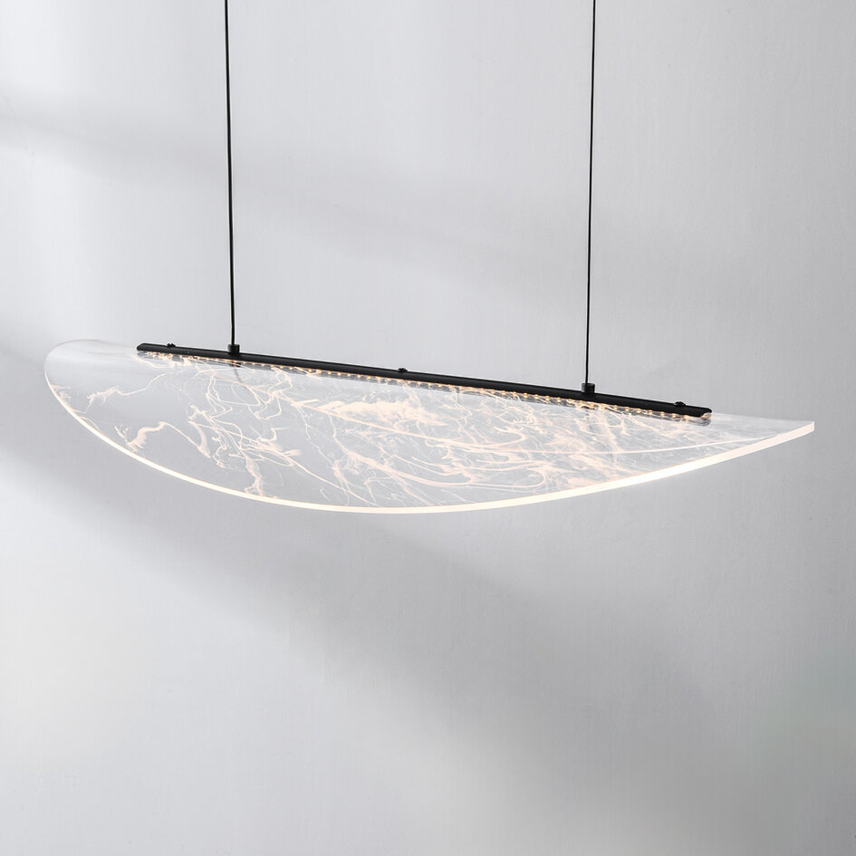 Lampe suspendue design à 3 niveaux de gradation Flectra avec motif marbre - noir