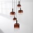 Suspension 5 lumières Rustique - bronze et verre ambré