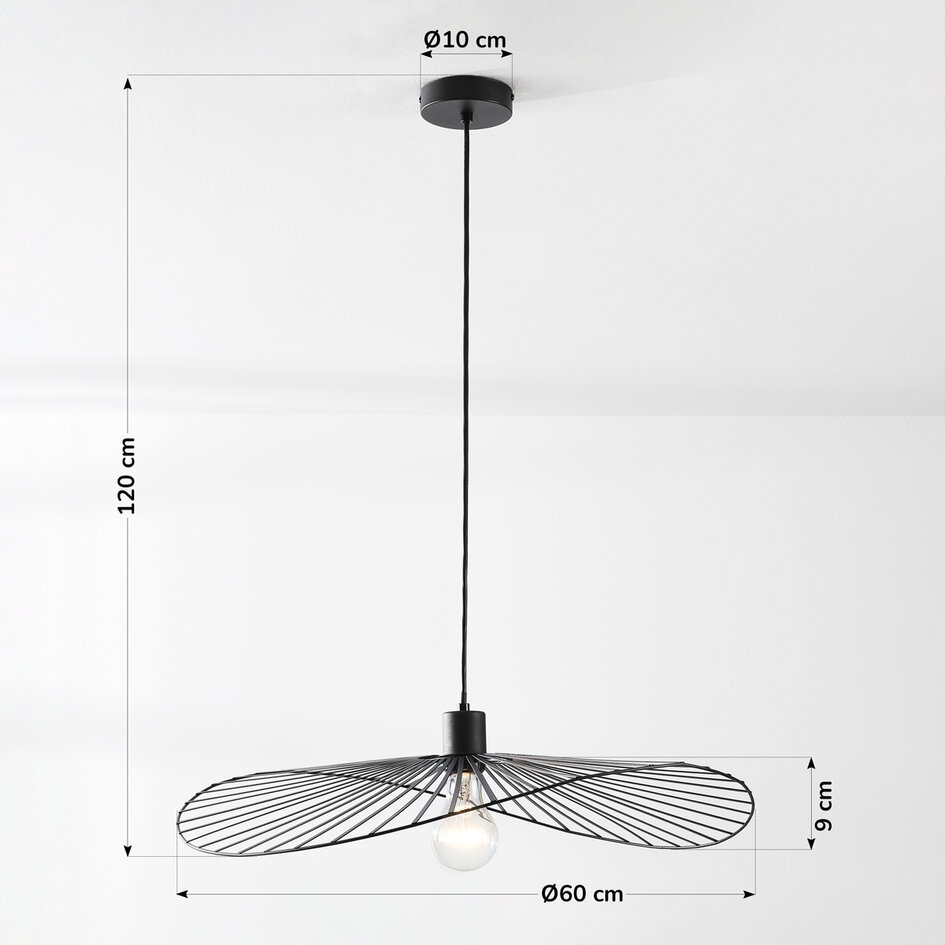 Lampe suspendue Linae en métal noir