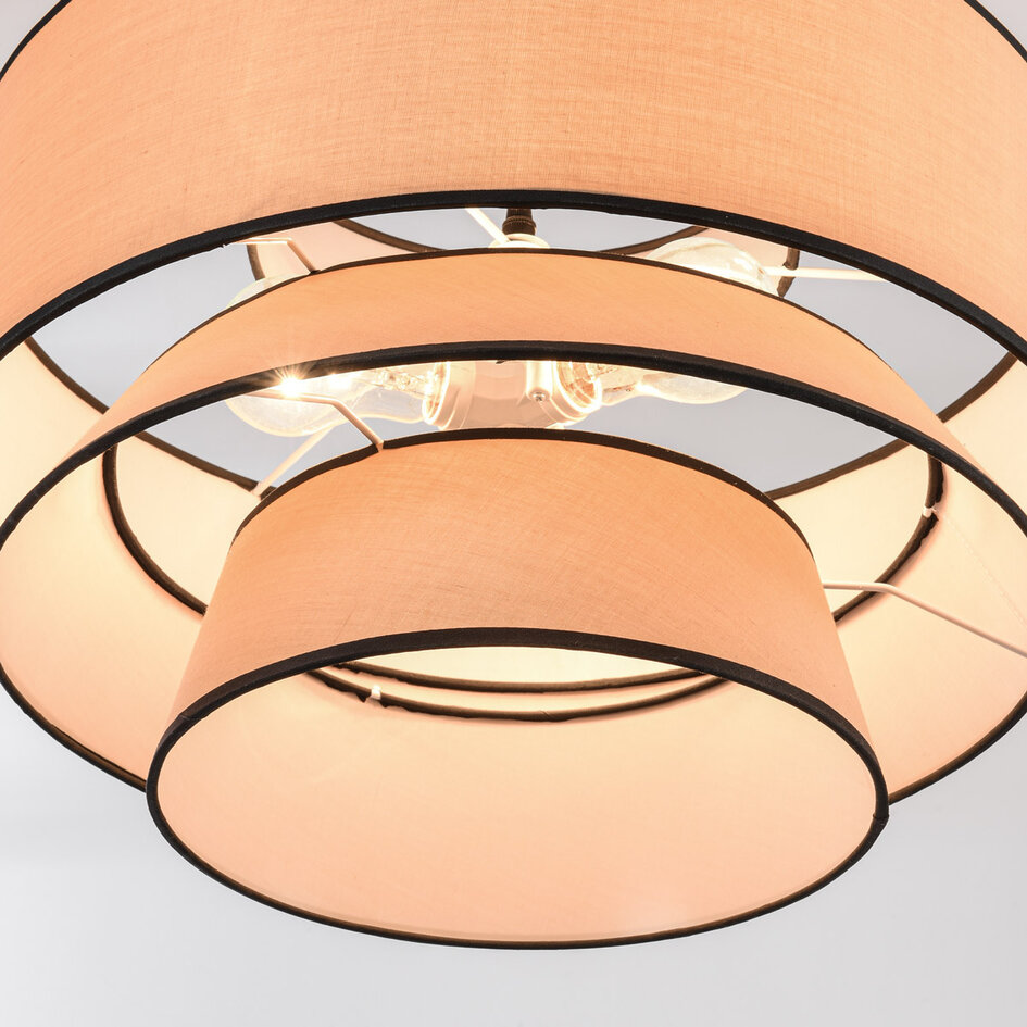 Lampe suspendue de style japonais Zohra avec tissu naturel