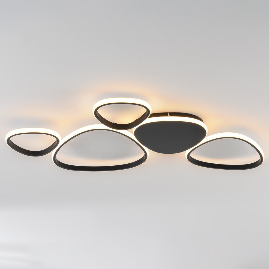 Plafonnier design Zinara, intensité variable 3 niveaux - noir