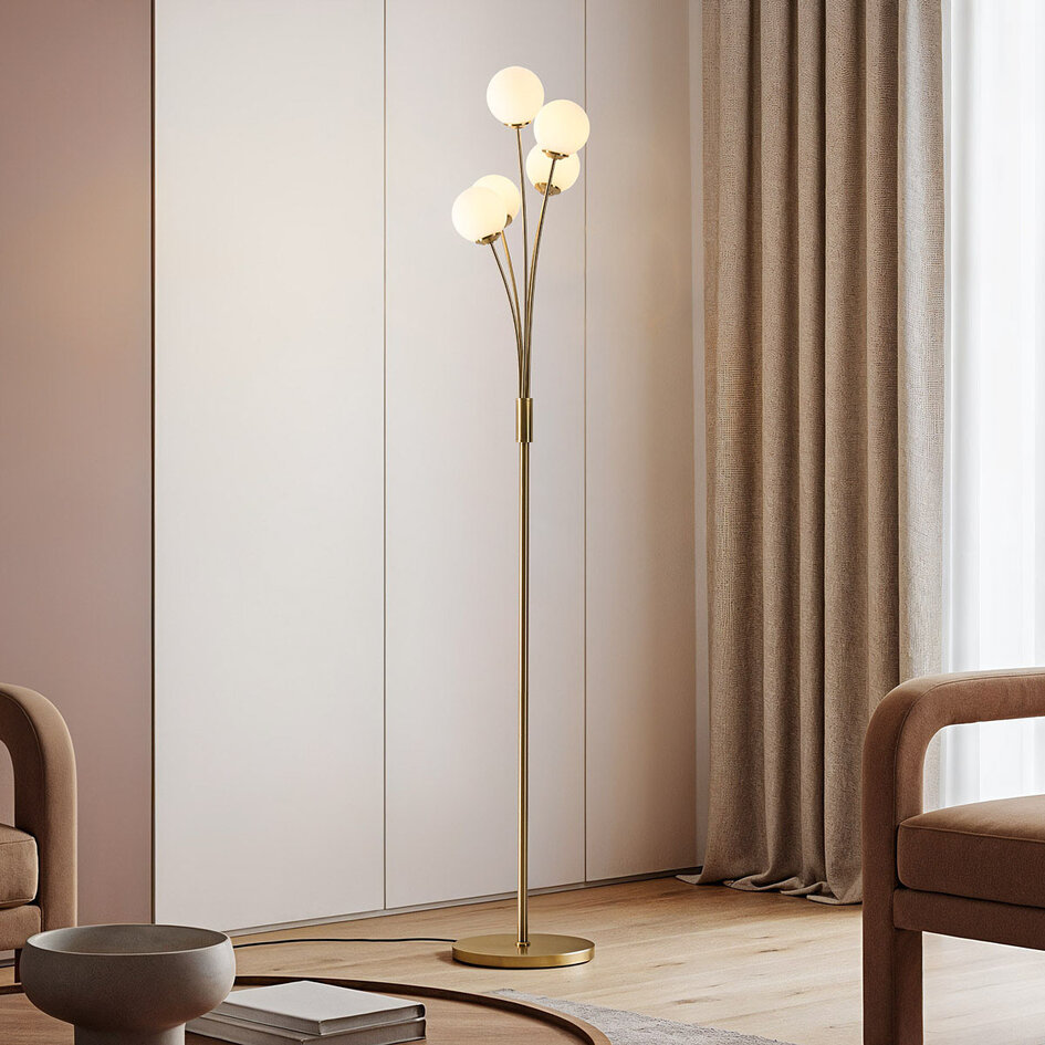 Lampadaire moderne doré, 5 lumières - Claire