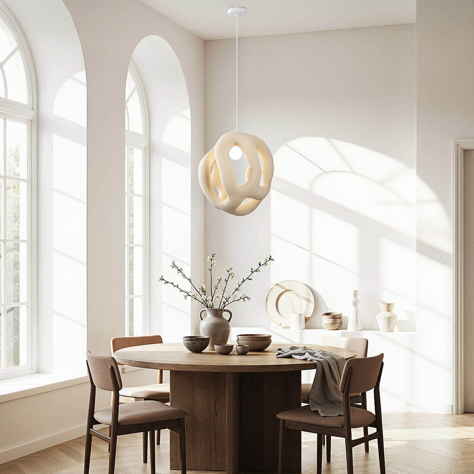 Lampe suspendue contemporaine Wabi Sabi Kaji 43 x 50 cm - beige sable