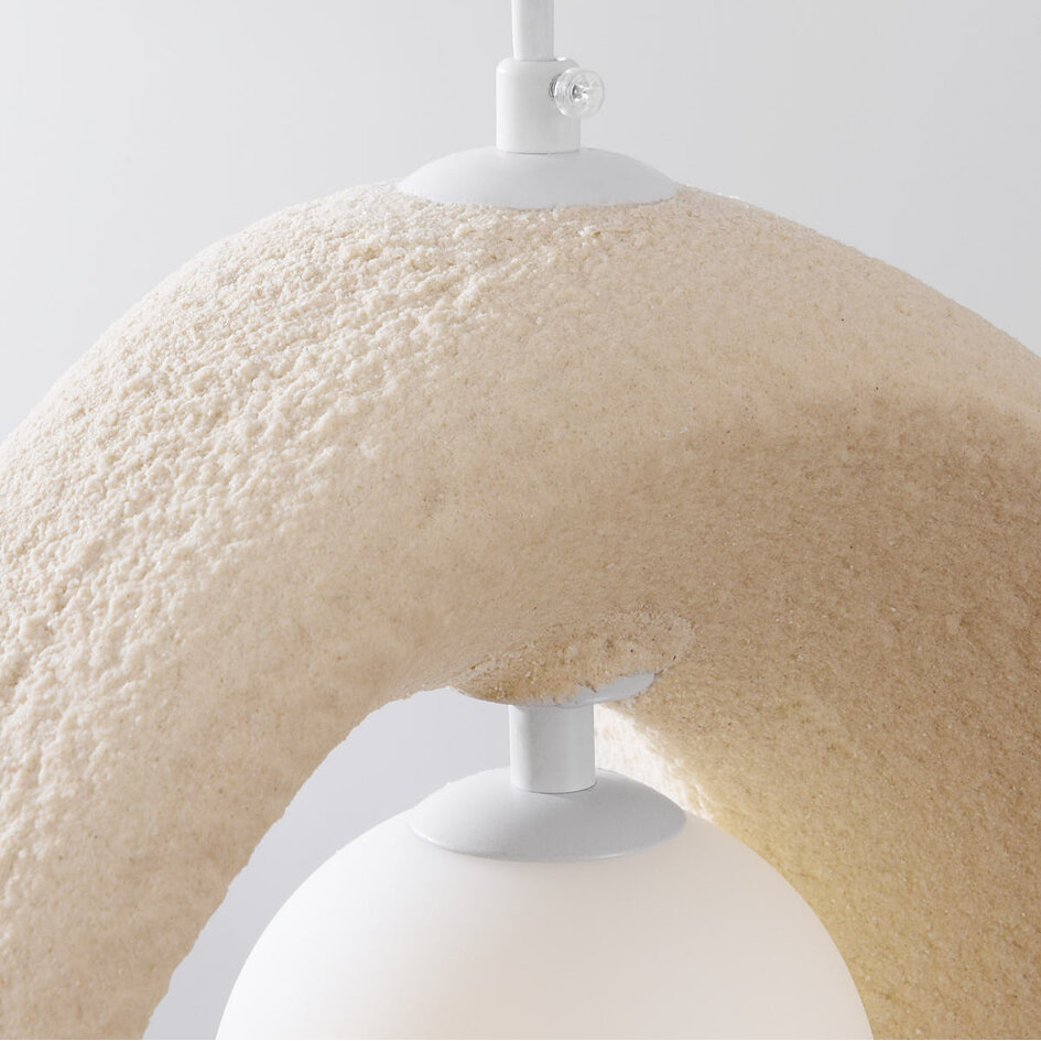 Lampe suspendue contemporaine Wabi Sabi Akao avec 3 points lumineux, sources lumineuses incluses