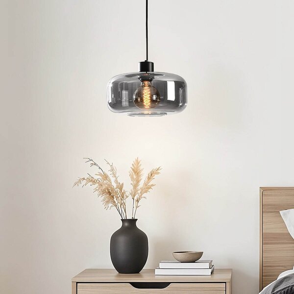 Suspension Shade - noir et verre fumé