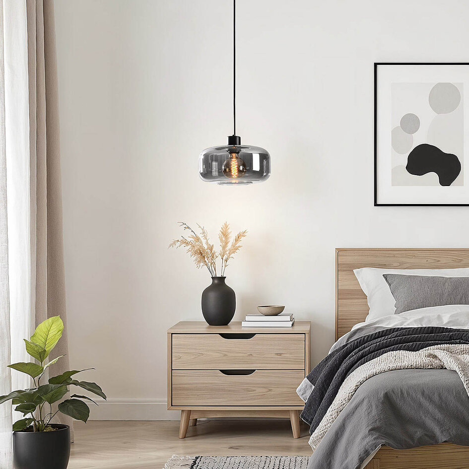 Suspension contemporaine Abat-jour avec une touche moderne - verre fumé