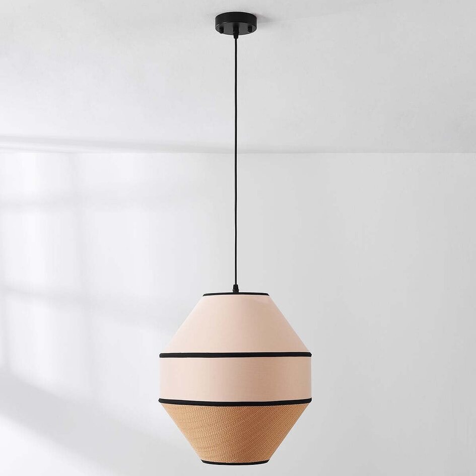 Lampe suspendue Japandi Seil avec abat-jour naturel en textile et corde tressée