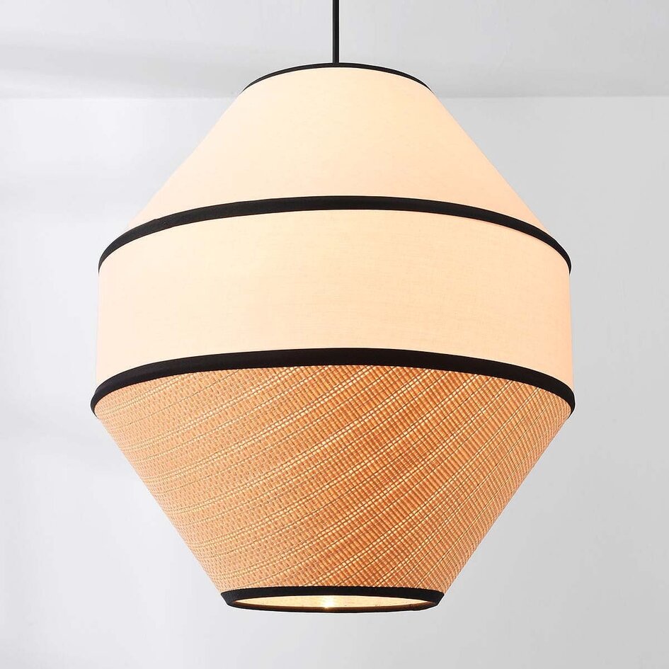 Lampe suspendue Japandi Seil avec abat-jour naturel en textile et corde tressée