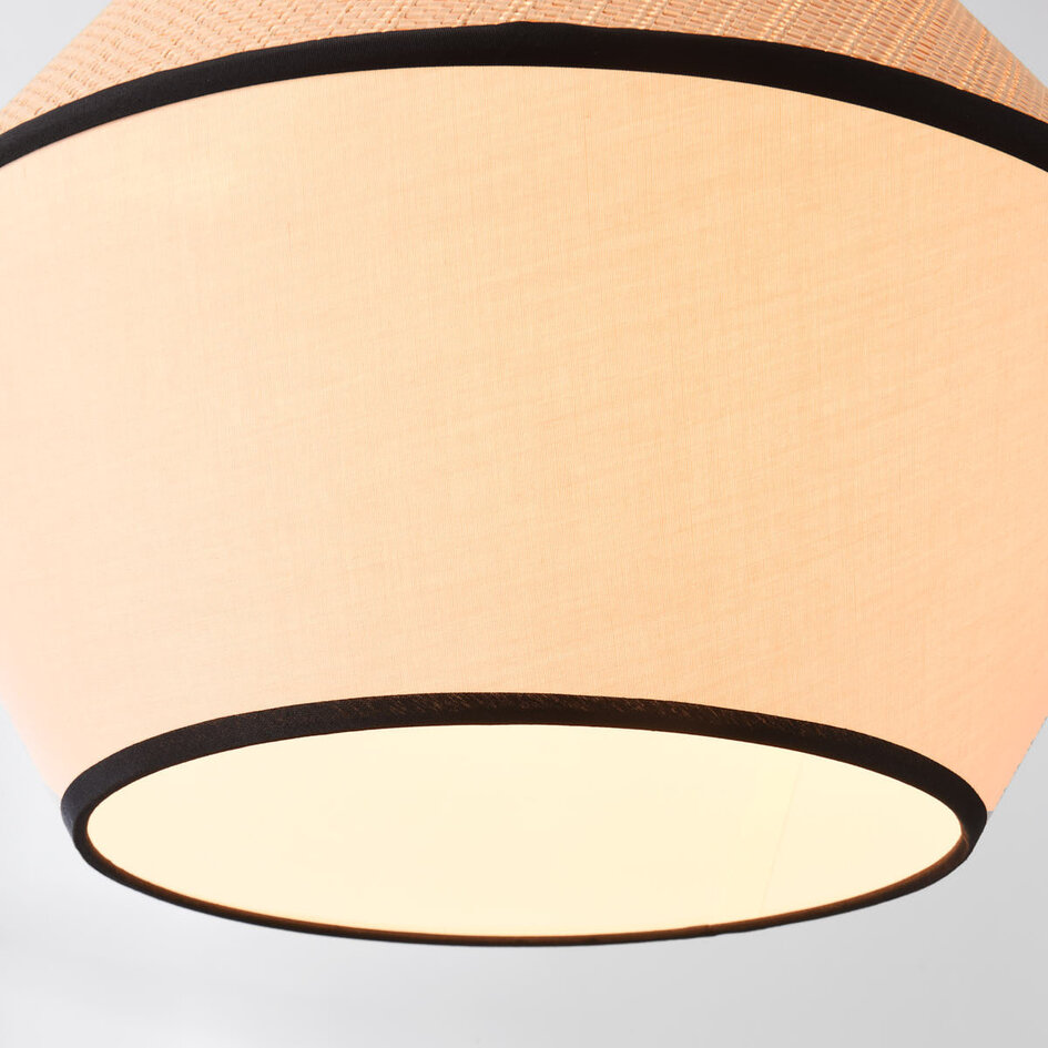 Lampe suspendue Japandi Corda abat-jour naturel en tissu et corde tressée
