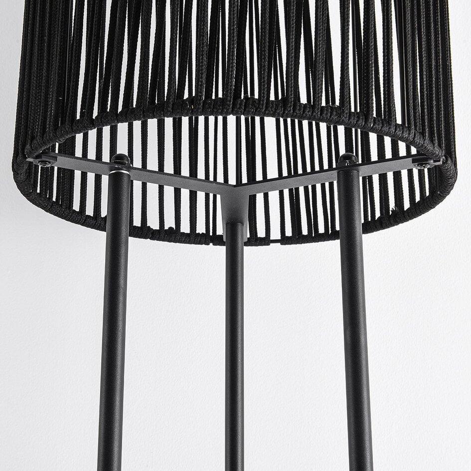 Lampadaire Vinta avec LED solaires à 3 niveaux de gradation et corde tressée en noir