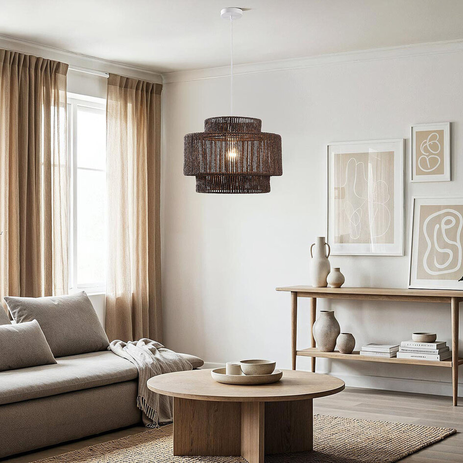 Lampe suspendue Japandi Sumi en brun foncé