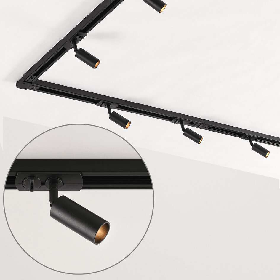 Système de rail monophasé moderne de 3 mètres avec spots étroits G9 Rayn