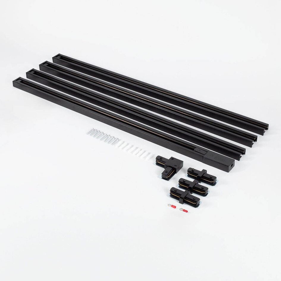 Système de rail monophasé Vexa 3 mètres avec spots G9 étroits et diffuseur mat