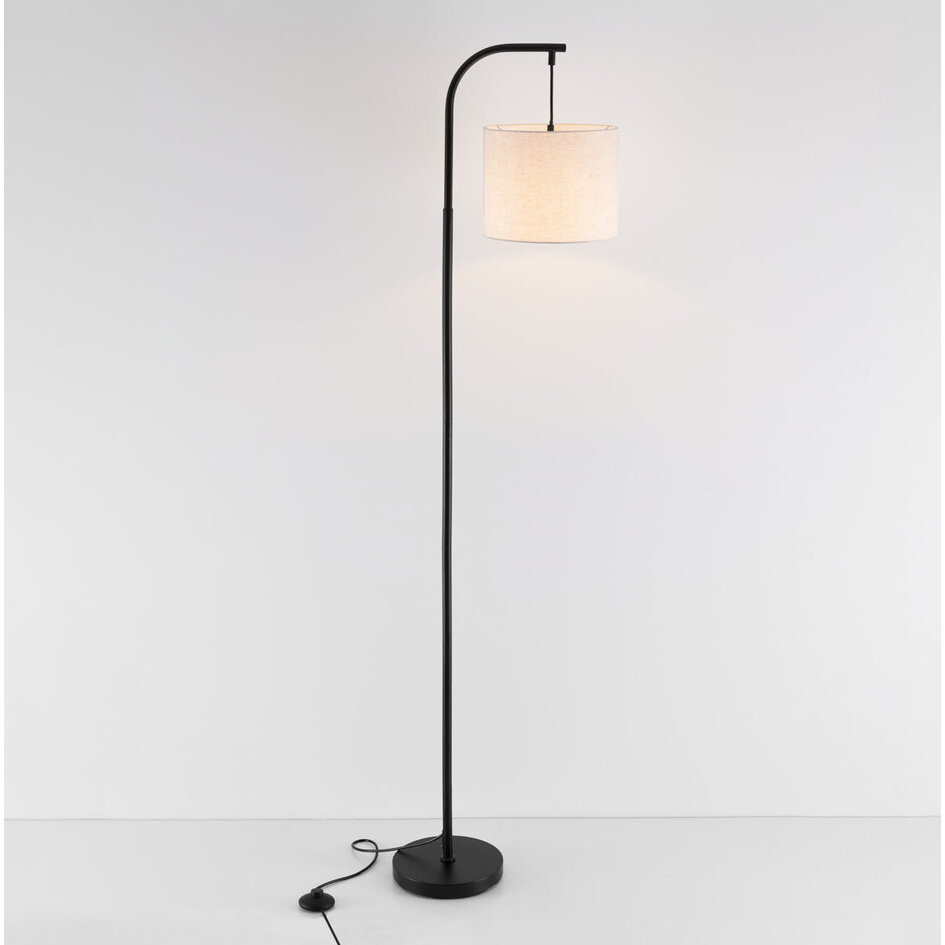 Lampadaire noir avec abat-jour en lin - Hygge