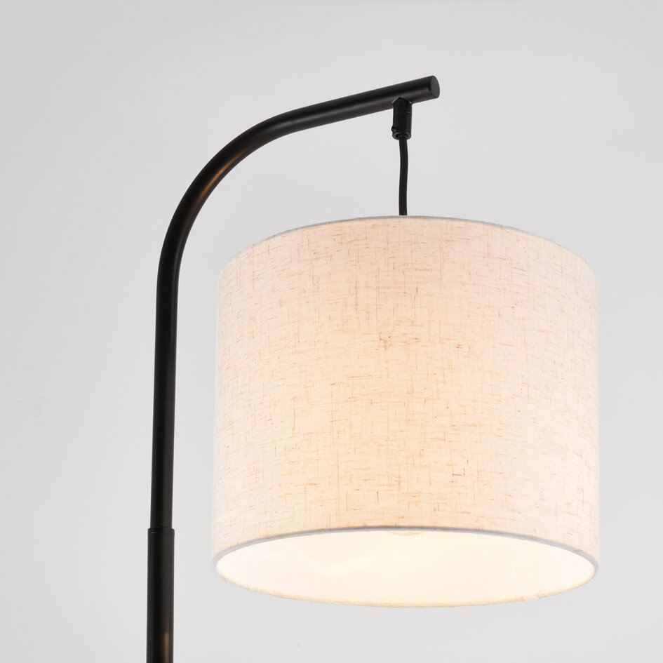 Lampadaire noir avec abat-jour en lin - Hygge