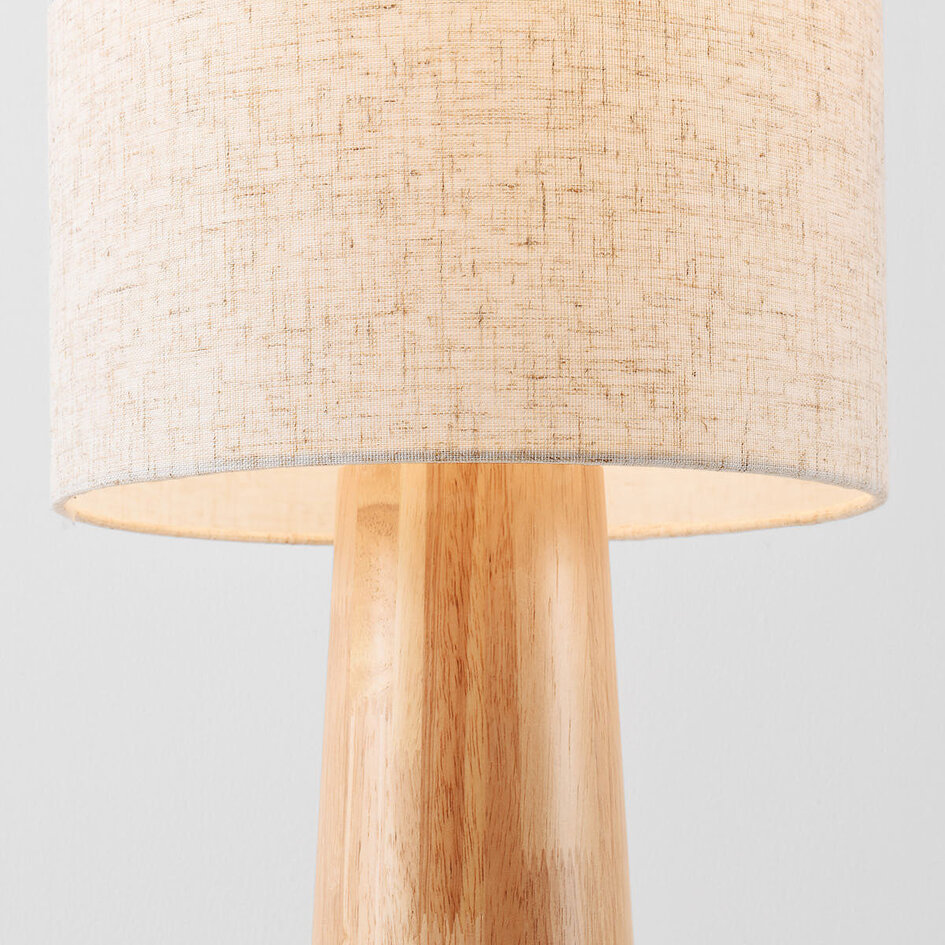 Lampadaire en bois Haku avec abat-jour en tissu - crème