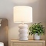 Lampe à poser Sofara en céramique avec abat-jour en tissu - blanche