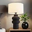 Lampe à poser Sera en céramique avec abat-jour en tissu - noire