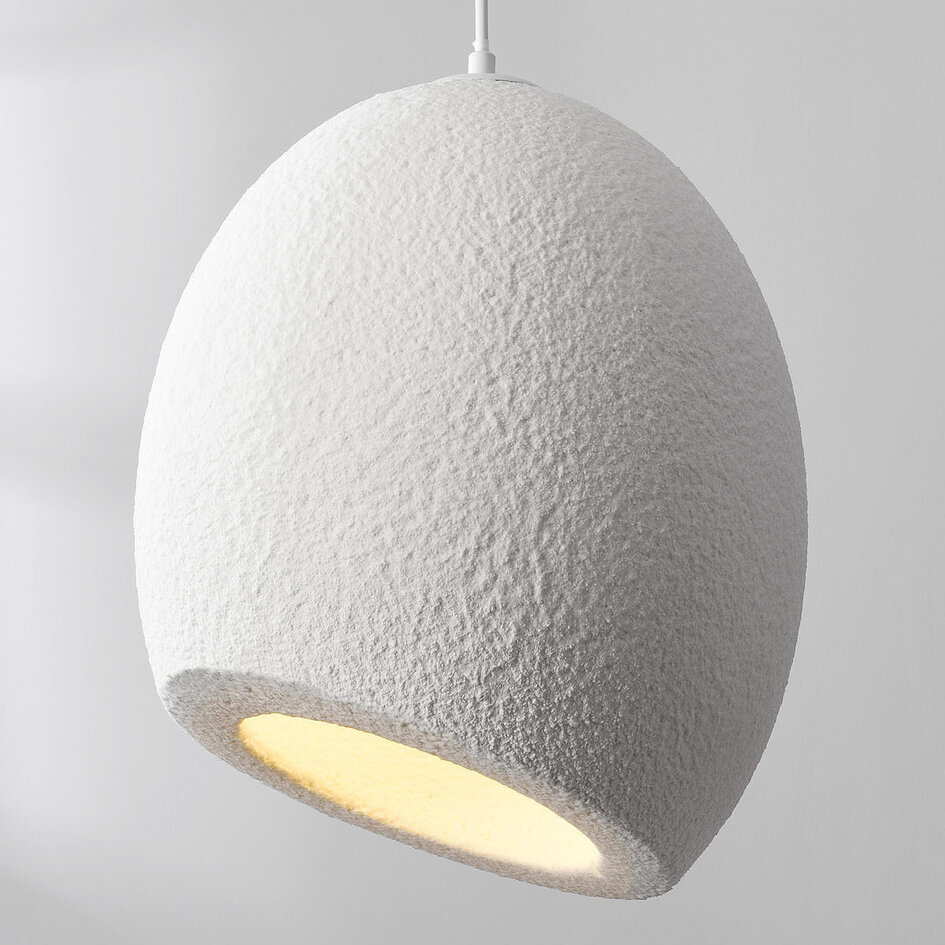 Lampe suspendue Wabi Sabi Yugen avec effet de pierre blanche