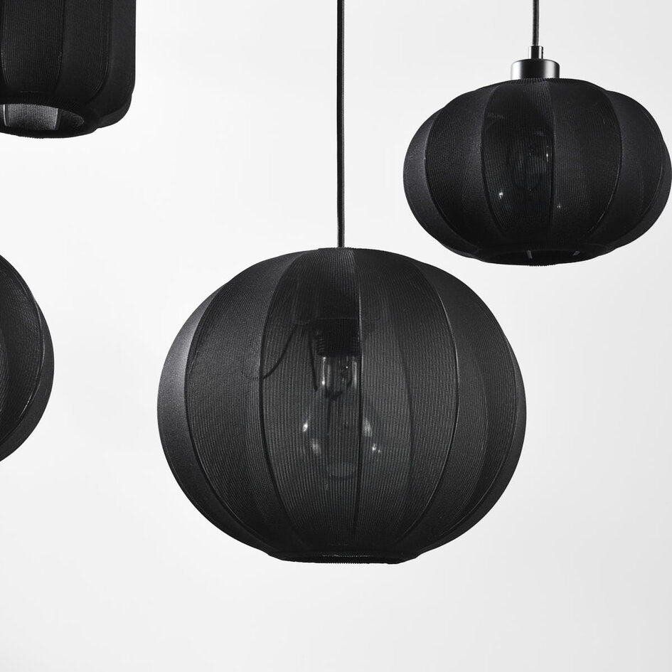 Lampe suspendue Japandi à 5 lumières Karima - noir