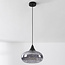 Lampe suspendue Ori noir avec verre fumé rayé