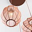 Suspension Japandi Velora à 3 lumières avec abat-jour en tissu rose