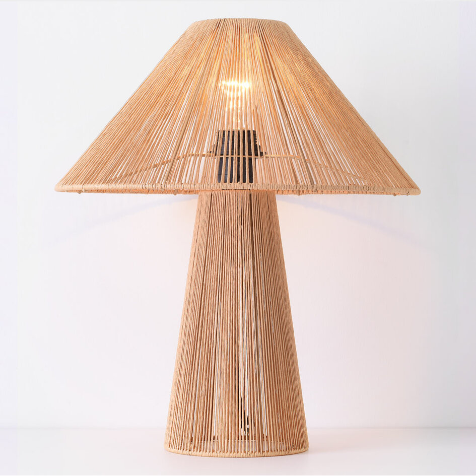 Lampe de table boho Naito en corde naturelle tressée