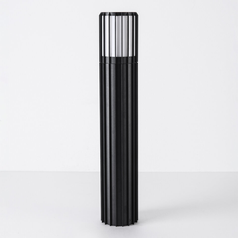 Lampadaire Renzo - noir avec abat-jour en verre et barres verticales