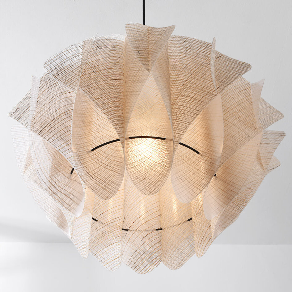 Lampe suspendue Japandi Ruskea - noir avec lin naturel