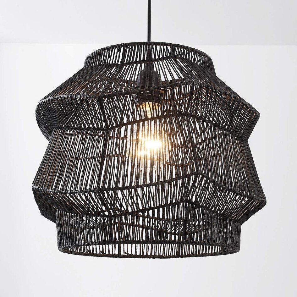 Lampe suspendue design boho Suna en papier tressé