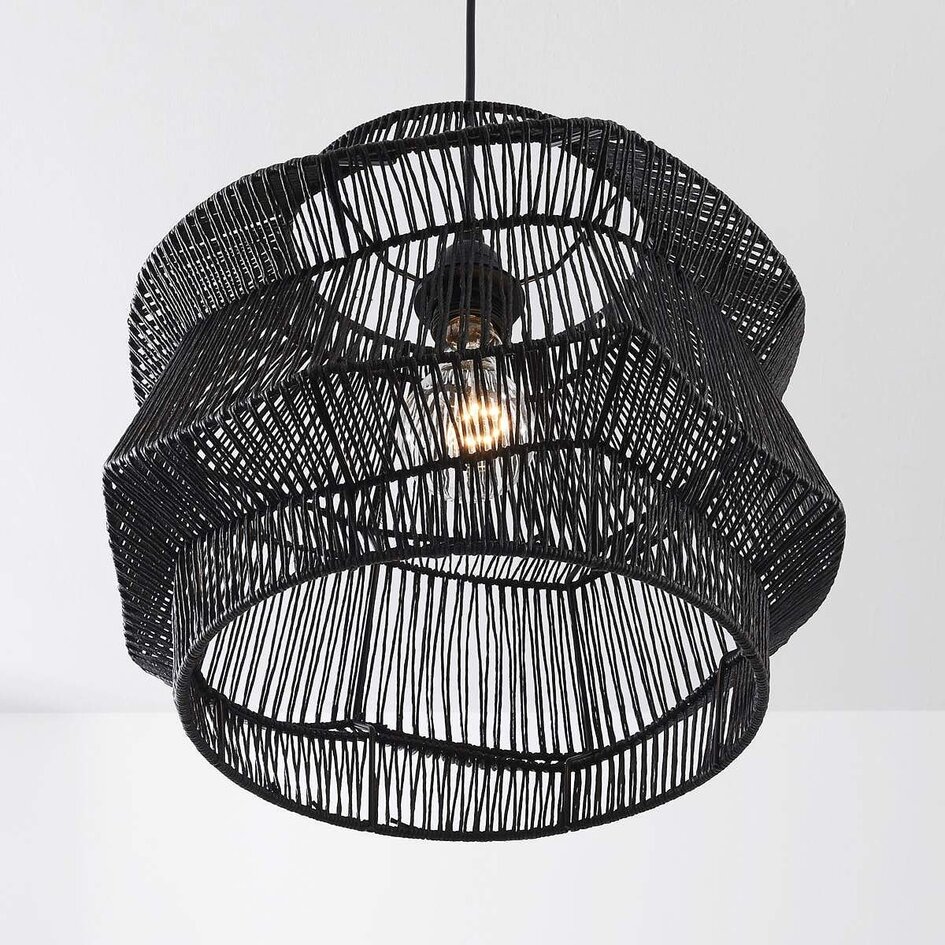 Lampe suspendue design boho Suna en papier tressé