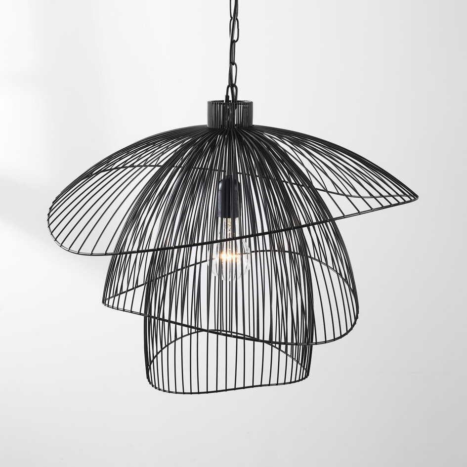 Lampe suspendue design Oria noir avec couches métalliques