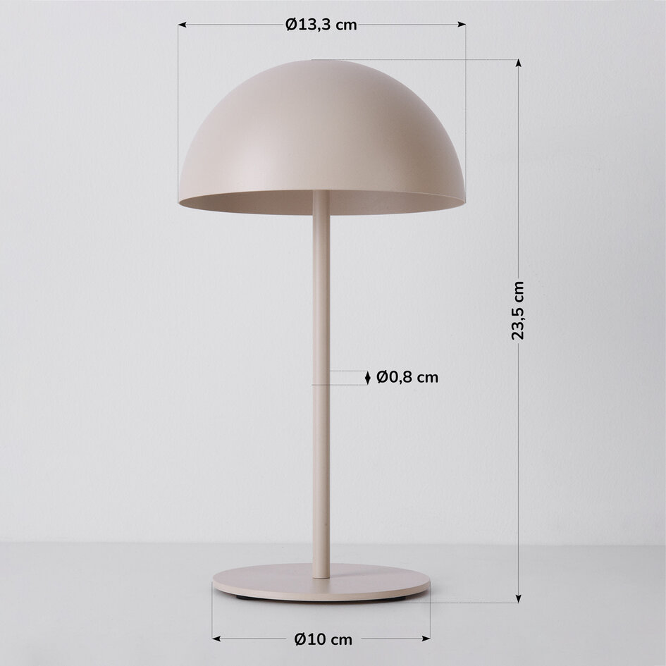 Lampe de table champignon rechargeable Vanta dimmable - beige